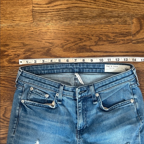 Rag & Bone Dre Low Rise Slim Boyfriend Distressed Jeans In Aviation Way Size 25 - Picture 7 of 9